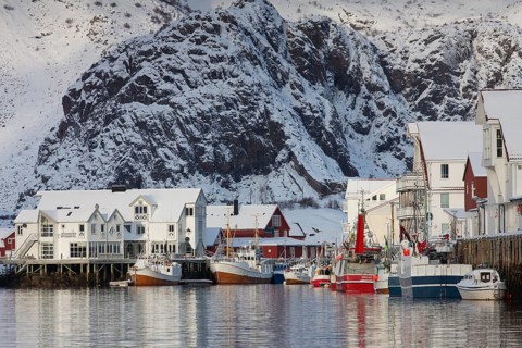 Fishing boats in Henningsvaer harbour