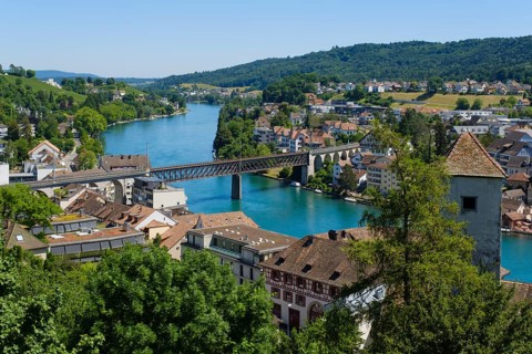 View of the town and the Rhine from the Munot town fortress