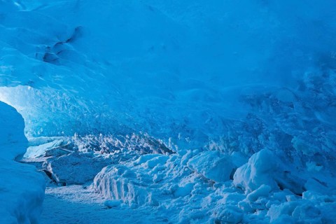 Blue ice in ice cave inside Breidamerkurjokull