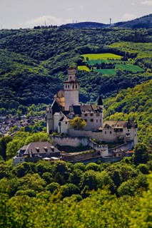 View of the Rhine Valley with Marksburg Castle