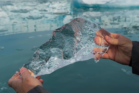 Holding a block of ice