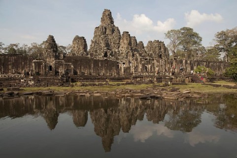 Reflection of the Khmer temple in the pond