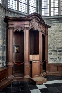 Old wooden confessional