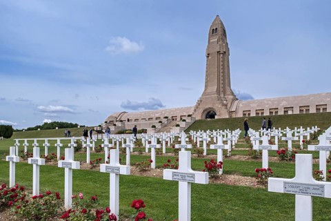 Douaumont Ossuary and Military Cemetery for French and German soldiers of the First World War who died in the Battle of Verdun