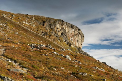 View of cliffs at summit of fell