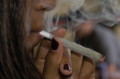 Marijuana smoking woman