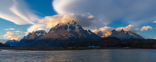Cuernos del Paine and Lago Grey at sunset