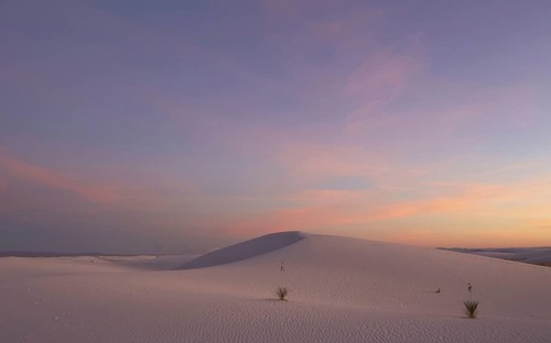 View of gypsum dunes at sunset