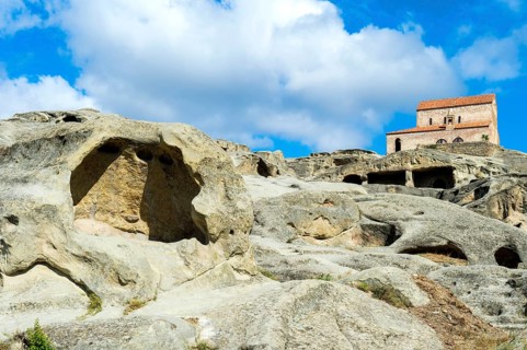Christian Prince's Basilica from the 10th century with a view of the cave town Uplistsikhe