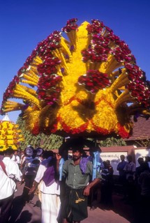 Kavadi Dancers in Thaipooyam Mahotsavam at Koorkancherry in Thrissur or Trichur