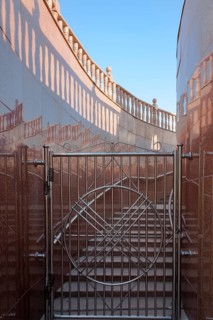 Stairs leading to the terrace of the base of the Altyn Shanyrak Monument