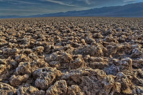 Crust of halite salt crystal formations on saltpan