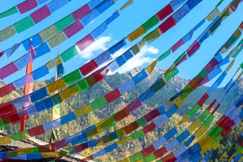 Prayer flags in the Tibetan village of Shuzheng