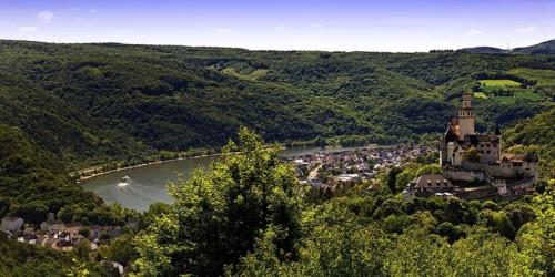 View of the Rhine Valley with Marksburg Castle