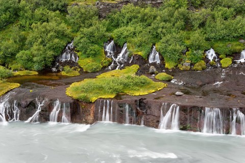 Hraunfossar Waterfalls and Hvita River