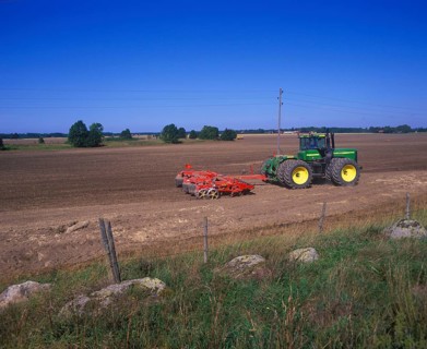 Large tractor with roller