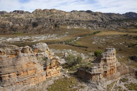 View of sandstone gorge and mountains