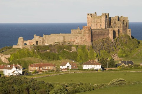 View fields and village towards castle