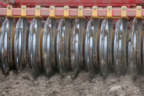 Close-up of disc harrows
