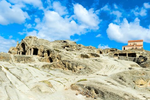 Christian Prince's Basilica from the 10th century with a view of the cave town Uplistsikhe