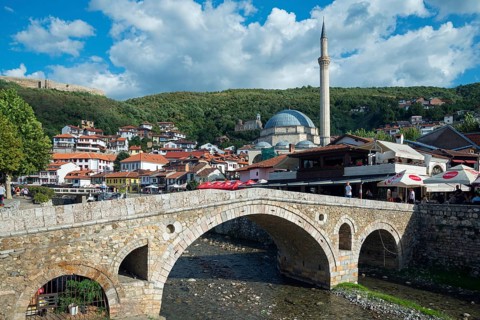 Old stone bridge over the river Bistrica
