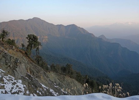 View from high up in the hills at dawn
