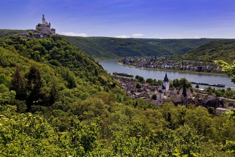 View of the Rhine Valley with Marksburg Castle