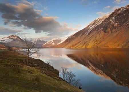 View of lake at sunset