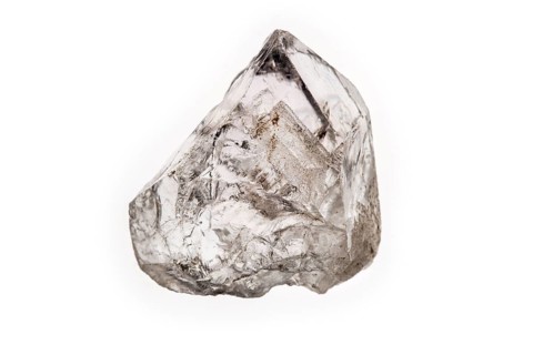 Quartz crystal sample on white background