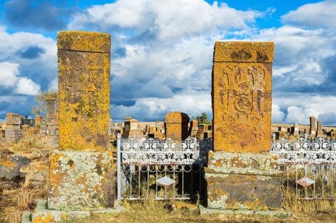 Medieval Khachkars carved memorial stele