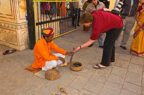 Snake charmer with cobra