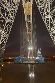 Transporter Bridge over the river at dusk
