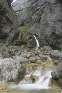 Water flowing through a limestone gorge