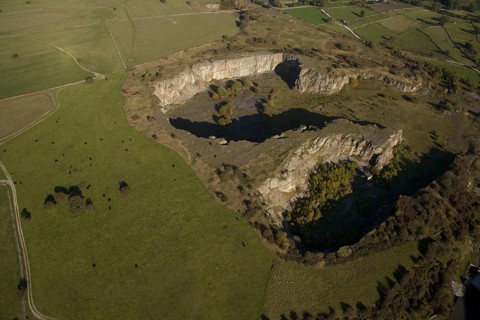 Aerial view of abandoned quarry