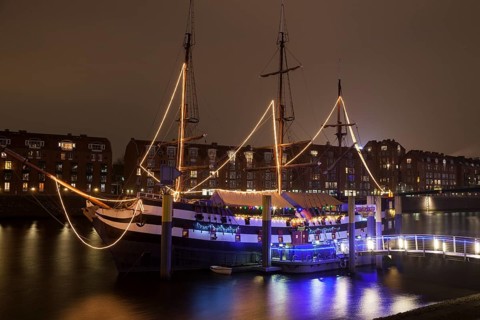 Illuminated ship