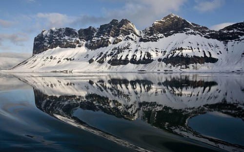 View of snow covered coastal mountains