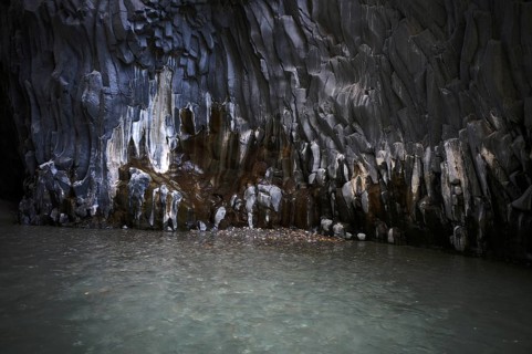 Lava rock in the river park Gole dell' Alcantara