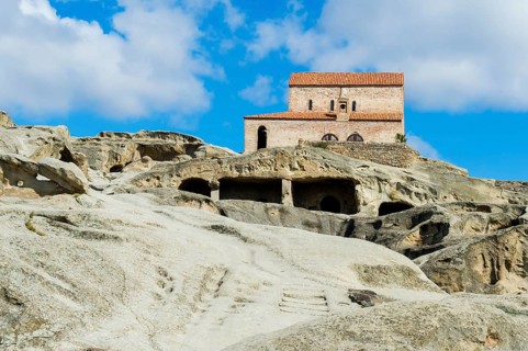 Christian Prince's Basilica from the 10th century with a view of the cave town Uplistsikhe