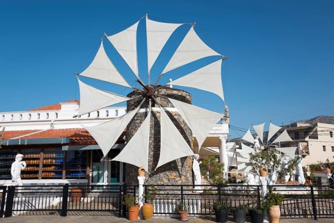 Souvenir shop with windmill and pottery