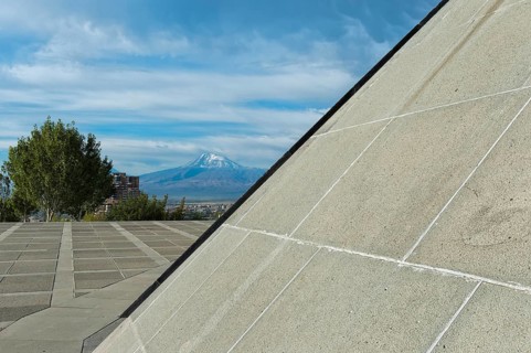View over Yerevan and Mount Ararat from the Armenian Genocide Memorial Tsitsernakaberd