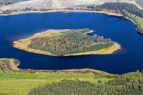 Aerial view over Burgwall Island