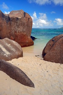 Beach and granite rocks at the dream beach Source d'Argent