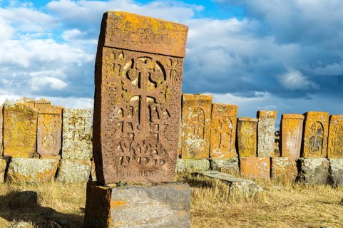 Medieval Khachkars carved memorial stele
