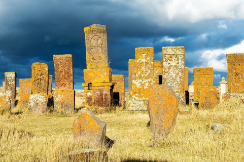 Medieval Khachkars carved memorial stele