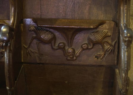 Misericord depicting spoonbills