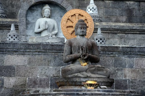 Buddha statue on altar