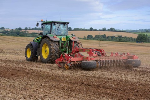John Deere 7930 tractor with Vaderstad disc cultivator