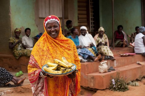 Smiling Muslim lady with light headscarf