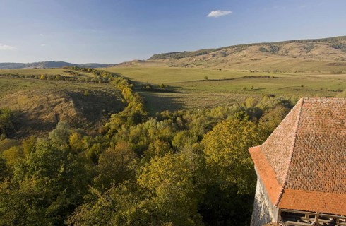 View of the surrounding countryside from the fortified Saxon church in the old Saxon village