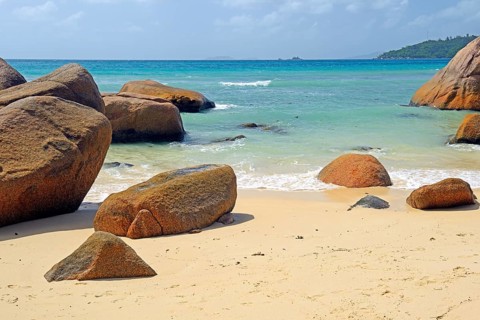 Beach and granite rocks of Anse Boudin
